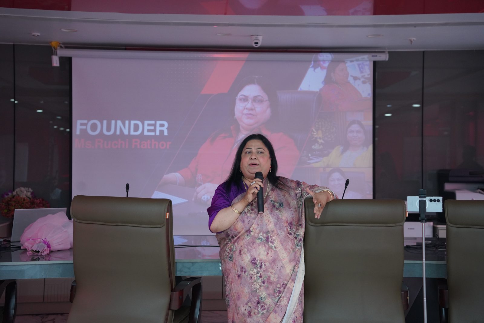 Ruchi Rathor, Founder, addressing founders at The Big Pitch