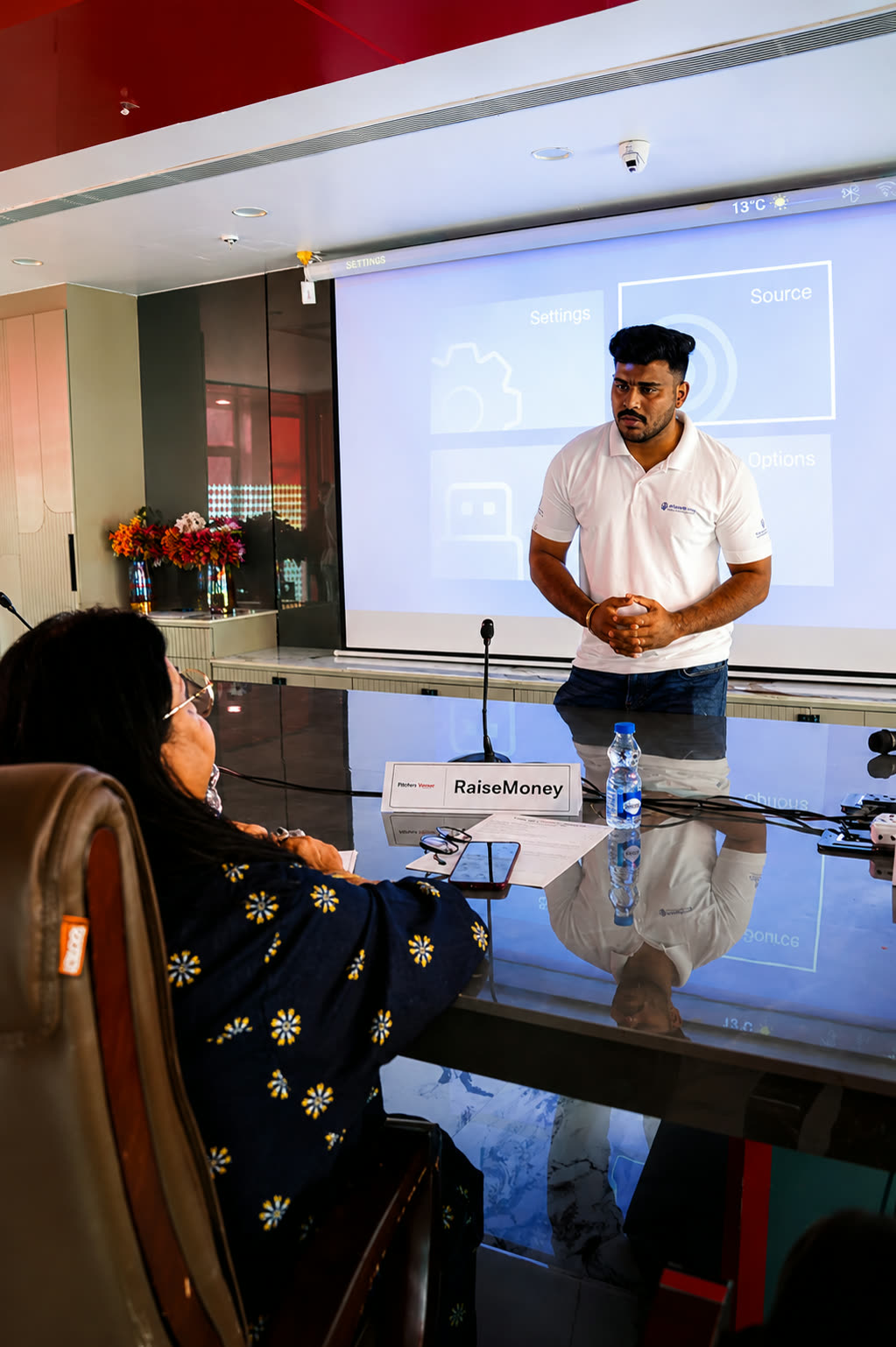 A founder pitching to the jury